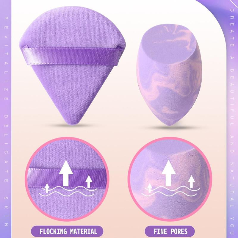 Makeup Sponge & Puff Beauty Blender Set, 9 Counts/Set Versatile Powder Puffs & Beauty Blenders, Face Beauty Makeup Cosmetic Tool, Christmas Gift