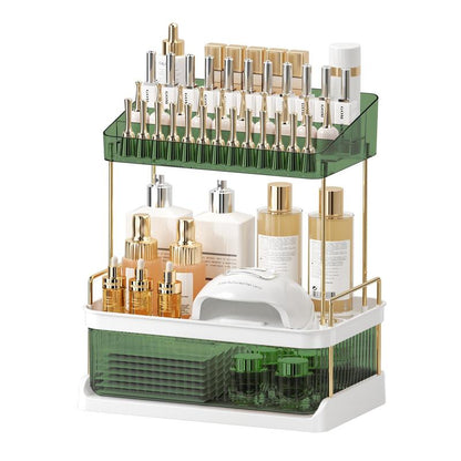 Anyask 2-3 Tier Cosmetic Makeup Organizer with Compartment, Large Drawer Multi-Purpose Cosmetic Storage Rack, Great Holder for Dresser, Bathroom, Office & Countertop, Make up & Jewelry Storage, Spacious Design