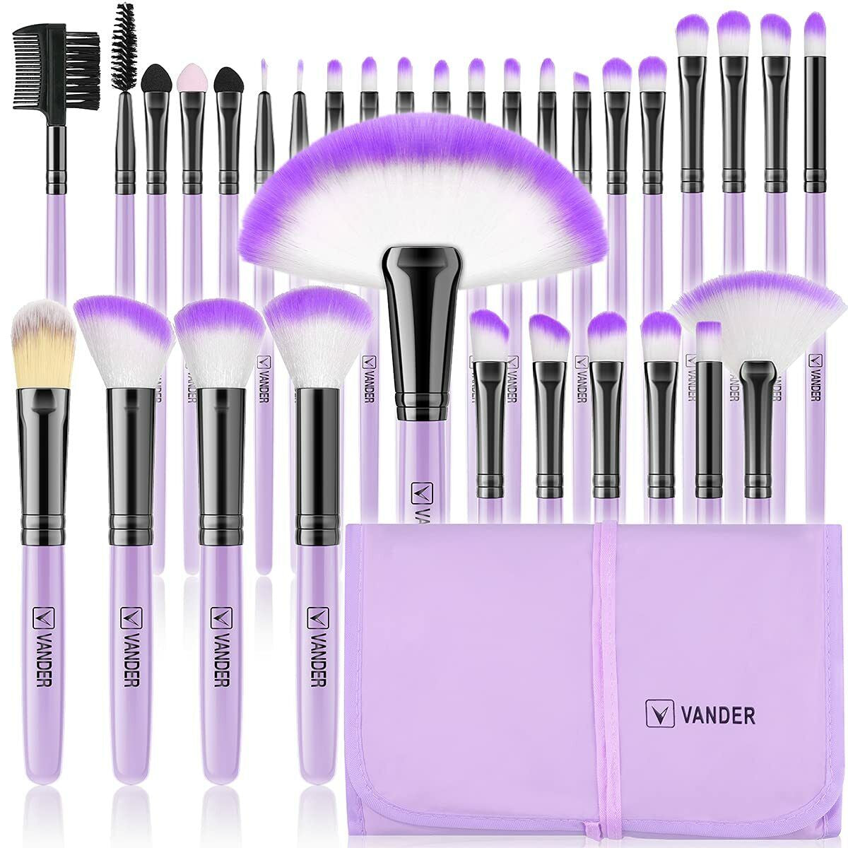 Set Brochas De Maquillaje Profesional Ojos Cejas Juego Completo Con Estuche Kit