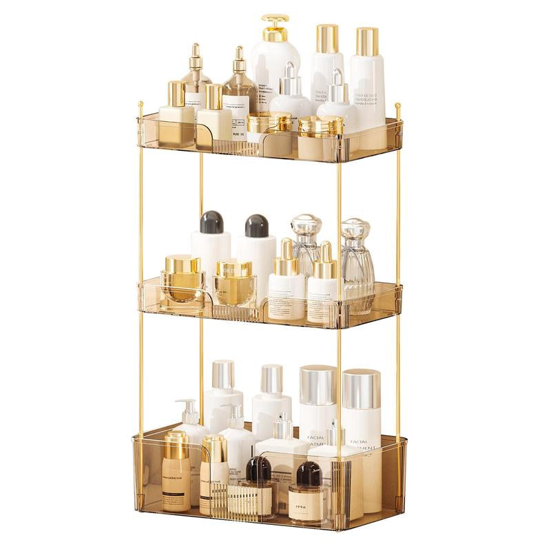 Anyask 2-3 Tier Cosmetic Makeup Organizer with Compartment, Large Drawer Multi-Purpose Cosmetic Storage Rack, Great Holder for Dresser, Bathroom, Office & Countertop, Make up & Jewelry Storage, Spacious Design