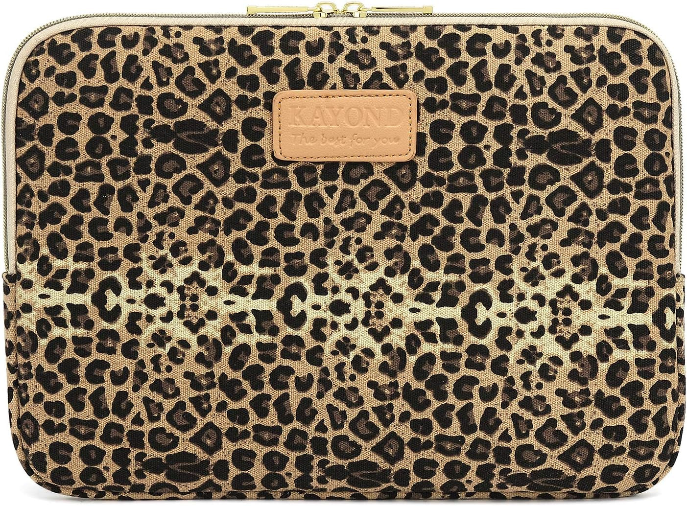 KY-03 Canvas Fabric 15.6 Inch Laptops Sleeve - Brown Leopard Print