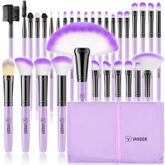 Set Brochas De Maquillaje Profesional Ojos Cejas Juego Completo Con Estuche Kit