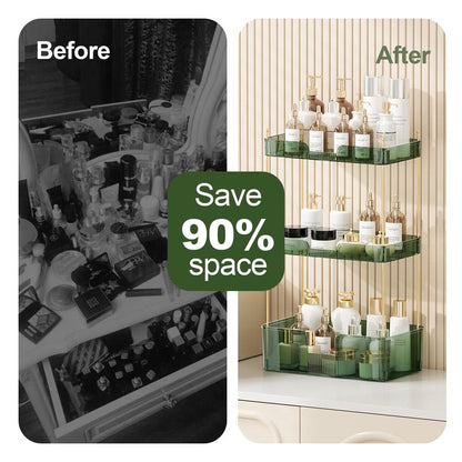 Anyask 2-3 Tier Cosmetic Makeup Organizer with Compartment, Large Drawer Multi-Purpose Cosmetic Storage Rack, Great Holder for Dresser, Bathroom, Office & Countertop, Make up & Jewelry Storage, Spacious Design