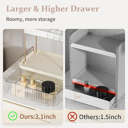 Anyask 2-3 Tier Cosmetic Makeup Organizer with Compartment, Large Drawer Multi-Purpose Cosmetic Storage Rack, Great Holder for Dresser, Bathroom, Office & Countertop, Make up & Jewelry Storage, Spacious Design