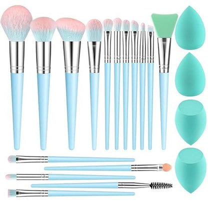 DUAIU Professional Makeup Brushes Set 16PCS Marble Handle with 4Pcs Sponge Blenders Foundation Brushes Eyeshadow Brush Lip Brush Silicone Face Mask Brush Make up Tool