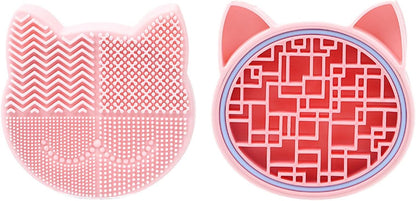 Makeup Brush Cleaning Mat, 2 in 1 Silicone Makeup Brush Cleaning Pad and Brush Drying Storage Stand Holder, Travel Portable Washing Tool for Makeup Brushes