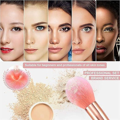 DUAIU Professional Makeup Brushes Set 16PCS Marble Handle with 4Pcs Sponge Blenders Foundation Brushes Eyeshadow Brush Lip Brush Silicone Face Mask Brush Make up Tool