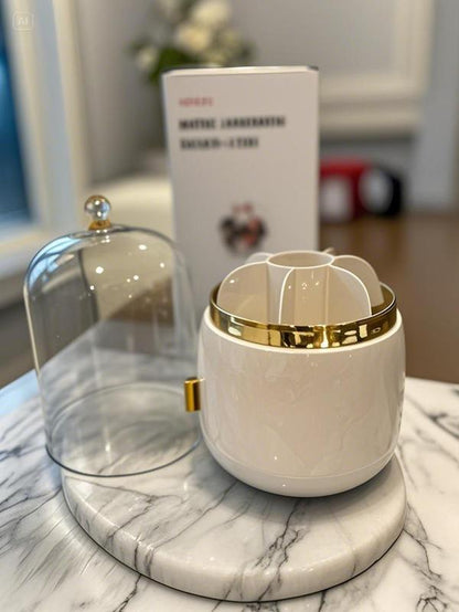 Make up Brushes Organizer with Clear Acrylic Cover Rotating Dustproof Makeup Brush Holder Organizer for Vanity and Desktop Bathrooms Boxes Compartment Switch