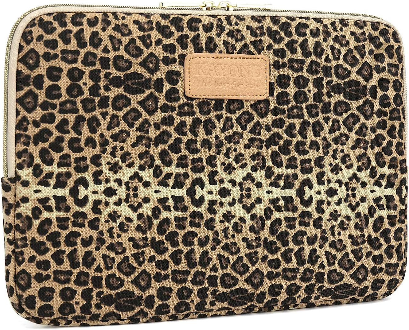 KY-03 Canvas Fabric 15.6 Inch Laptops Sleeve - Brown Leopard Print
