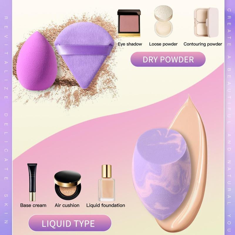 Makeup Sponge & Puff Beauty Blender Set, 9 Counts/Set Versatile Powder Puffs & Beauty Blenders, Face Beauty Makeup Cosmetic Tool, Christmas Gift