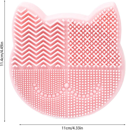 Makeup Brush Cleaning Mat, 2 in 1 Silicone Makeup Brush Cleaning Pad and Brush Drying Storage Stand Holder, Travel Portable Washing Tool for Makeup Brushes