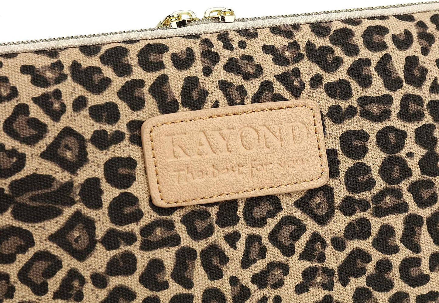 KY-03 Canvas Fabric 15.6 Inch Laptops Sleeve - Brown Leopard Print