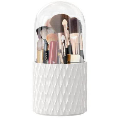 Makeup Brush Holder [2024 Newest]360 Rotating Cosmetics Make up Brush Organizer Storage with Lid for Vanity Boxes Gift Waterproof Decoration Perfume