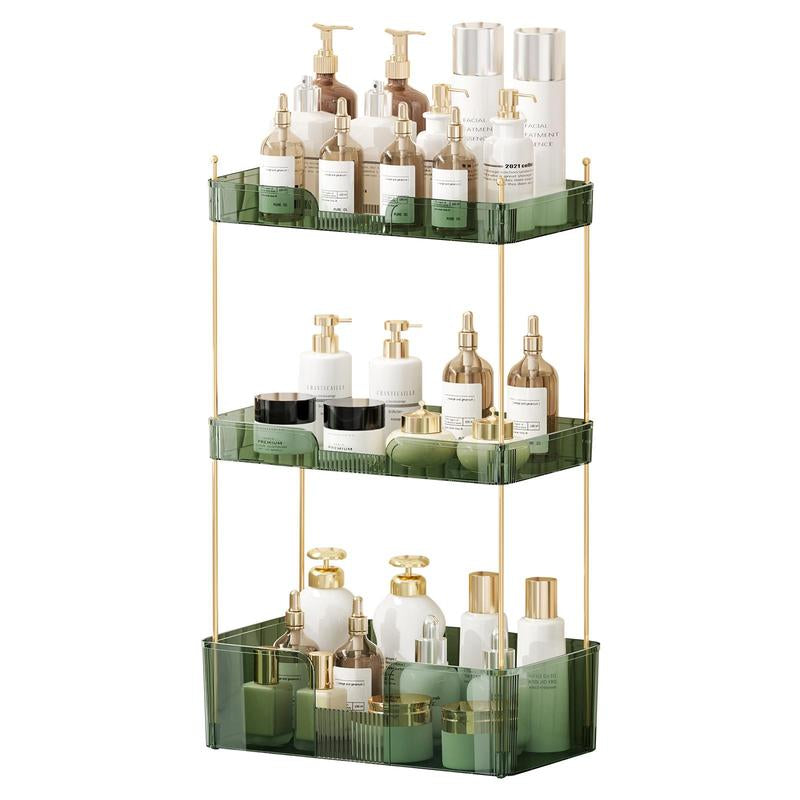 Anyask 2-3 Tier Cosmetic Makeup Organizer with Compartment, Large Drawer Multi-Purpose Cosmetic Storage Rack, Great Holder for Dresser, Bathroom, Office & Countertop, Make up & Jewelry Storage, Spacious Design