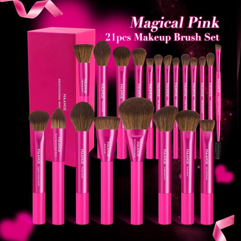 MAANGE Professional Makeup Brush Set with Storage Box, 21Pcs/Set Hot Pink Make up Brush, Professional Makeup Tools for Women, Makeup Brushes Kits, Cosmetic, Makeup Set Kit, Beauty Products, Glam Cosmetic Brushes