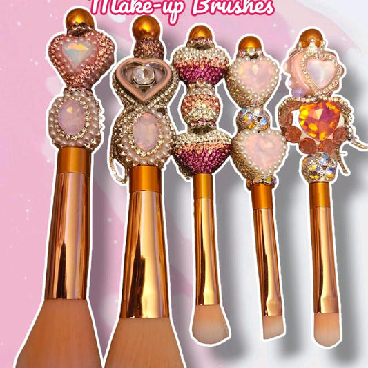 Queen of Hearts Rose Gold Luxury Beaded Make-Up Brushes