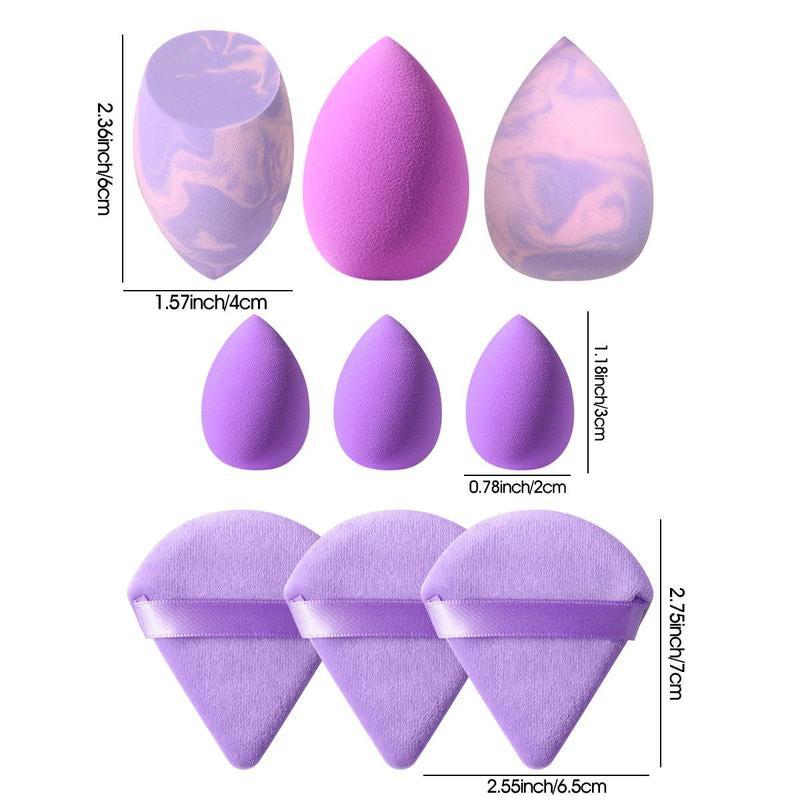 Makeup Sponge & Puff Beauty Blender Set, 9 Counts/Set Versatile Powder Puffs & Beauty Blenders, Face Beauty Makeup Cosmetic Tool, Christmas Gift