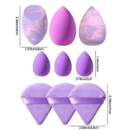 Makeup Sponge & Puff Beauty Blender Set, 9 Counts/Set Versatile Powder Puffs & Beauty Blenders, Face Beauty Makeup Cosmetic Tool, Christmas Gift