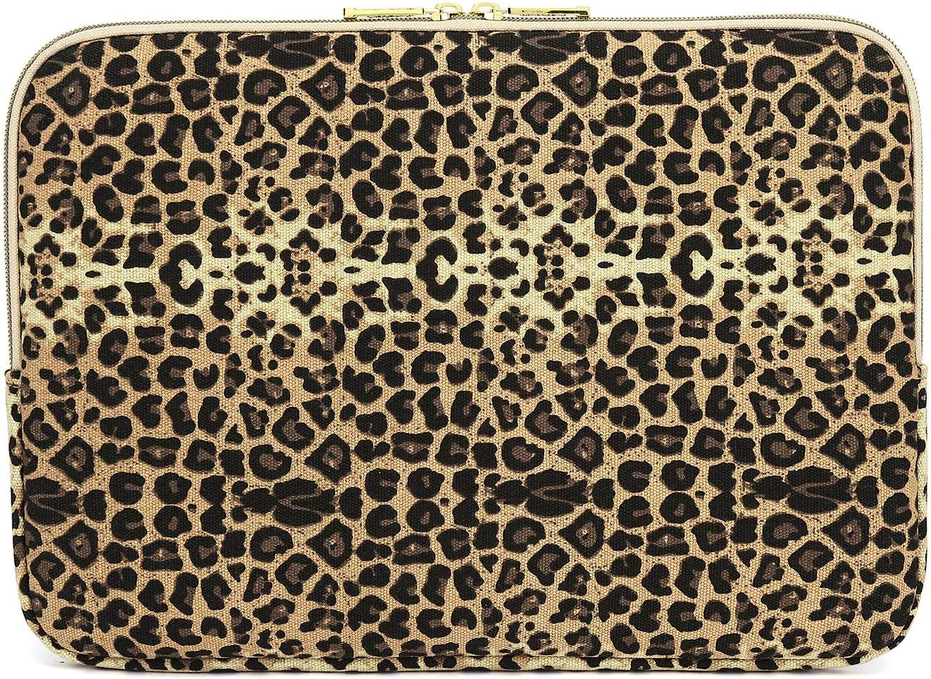 KY-03 Canvas Fabric 15.6 Inch Laptops Sleeve - Brown Leopard Print