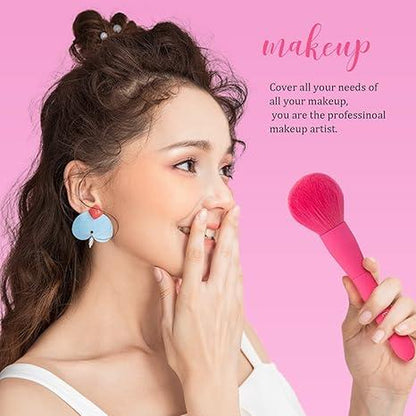 TEXAMO X Shehas Makeup Brush Set 15 Piece Quality Makeup Brushes Premium Synthetic Make up Brushes for Lip Eye Shadow Foundation Powder Blush Highlighter Concealer Makeup Brush Kit for Travel Hot Pink with Two-Piece Foundation Shovel Set