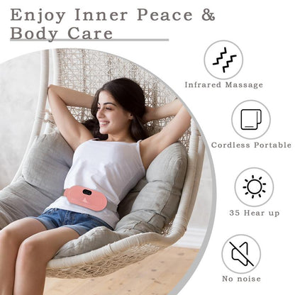 Portable Heating Pads for Period Cramps, Cordless Heating Pad for Back Pain Relief with 3 Heat Levels and 3 Massage Modes, Fast Heating, Gifts for Women and Girl Warming Multipurpose