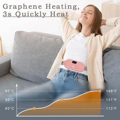 Portable Heating Pads for Period Cramps, Cordless Heating Pad for Back Pain Relief with 3 Heat Levels and 3 Massage Modes, Fast Heating, Gifts for Women and Girl Warming Multipurpose