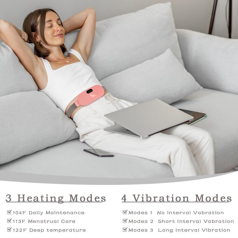 Portable Heating Pads for Period Cramps, Cordless Heating Pad for Back Pain Relief with 3 Heat Levels and 3 Massage Modes, Fast Heating, Gifts for Women and Girl Warming Multipurpose